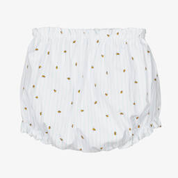 Wedoble-Baby Girls White Cotton Bloomer Shorts | Childrensalon Outlet