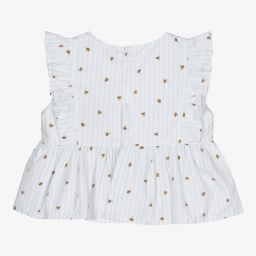 Wedoble-Baby Girls White Cotton Blouse | Childrensalon Outlet