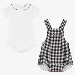 Wedoble-Боди и черный полукомбинезон в мелкую клетку | Childrensalon Outlet