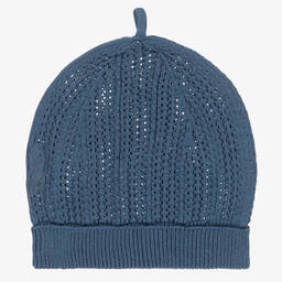 Wedoble-Blue Cotton Knit Baby Hat | Childrensalon Outlet