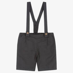 Wedoble-Boys Grey Cotton & Linen Shorts | Childrensalon Outlet