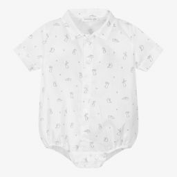 Wedoble-Boys White Cotton Bodysuit | Childrensalon Outlet