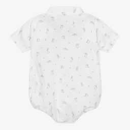 Wedoble-Boys White Cotton Bodysuit | Childrensalon Outlet