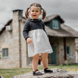 Wedoble-Girls Grey & Ivory Dress | Childrensalon Outlet