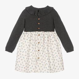 Wedoble-Girls Grey & Ivory Dress | Childrensalon Outlet