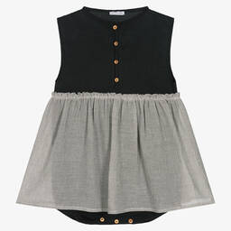 Wedoble-Girls Grey Organic Cotton Dress  | Childrensalon Outlet