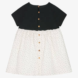 Wedoble-Girls Ivory & Grey Cotton Dress | Childrensalon Outlet
