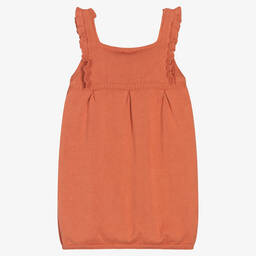 Wedoble-Girls Orange Cotton Knit Dress | Childrensalon Outlet