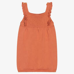 Wedoble-Girls Orange Cotton Knit Dress | Childrensalon Outlet