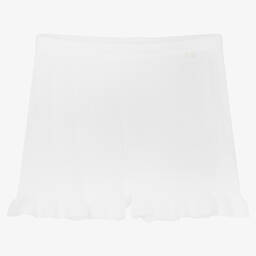 Wedoble-Girls White Cotton Knit Shorts | Childrensalon Outlet