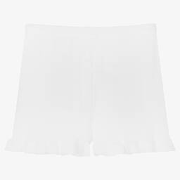 Wedoble-Girls White Cotton Knit Shorts | Childrensalon Outlet