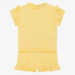 Wedoble-Girls Yellow Knit Shorts Set | Childrensalon Outlet