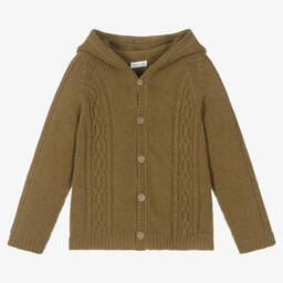 Wedoble-Green Knitted Hooded Cardigan | Childrensalon Outlet