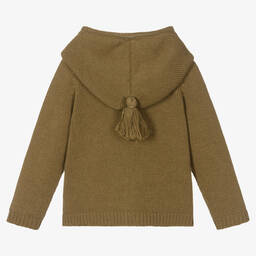 Wedoble-Green Knitted Hooded Cardigan | Childrensalon Outlet