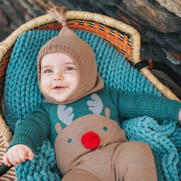 Wedoble-Green Reindeer Wool Babygrow | Childrensalon Outlet