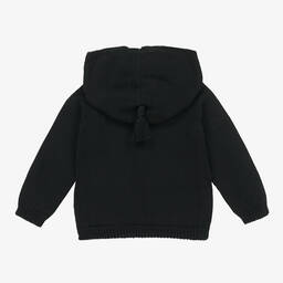 Wedoble-Grey Cotton Knit Hooded Cardigan | Childrensalon Outlet