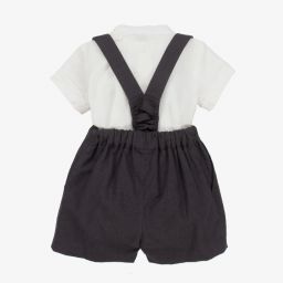 Wedoble-Grey & Ivory Linen Shorts Set | Childrensalon Outlet