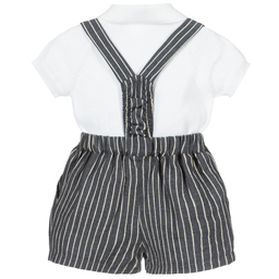 Wedoble-Navy Blue & White Shorts Set | Childrensalon Outlet