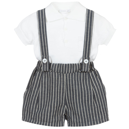 Wedoble-Navy Blue & White Shorts Set | Childrensalon Outlet