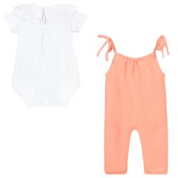 Wedoble-Orange & White Dungaree Set | Childrensalon Outlet