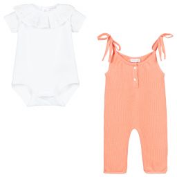 Wedoble-Orange & White Dungaree Set | Childrensalon Outlet