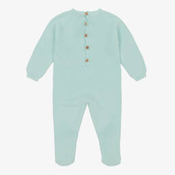 Wedoble-Pale Green Cotton Knit Babygrow | Childrensalon Outlet