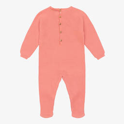 Wedoble-Pink Cotton Knit Babygrow | Childrensalon Outlet