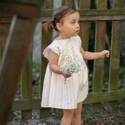 Wedoble-Pink & Ivory Cotton Dress  | Childrensalon Outlet