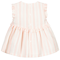 Wedoble-Pink & Ivory Cotton Dress  | Childrensalon Outlet
