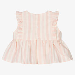 Wedoble-Pink & Ivory Stripe Baby Blouse | Childrensalon Outlet