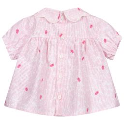 Wedoble-Pink & White Cotton Blouse | Childrensalon Outlet