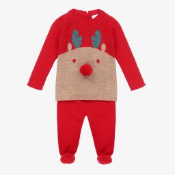 Wedoble-Red Wool Knit 2 Piece Babygrow | Childrensalon Outlet