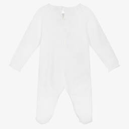 Wedoble-White Knitted Cotton Babygrow | Childrensalon Outlet