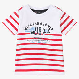Week-end à la mer-Baby Boys Red & White Striped T-Shirt | Childrensalon Outlet