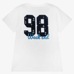 Week-end à la mer-Baby Boys White Cotton '98' T-Shirt | Childrensalon Outlet