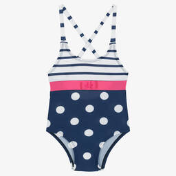 Week-end à la mer-Baby Girls Navy Blue Polka Dot Swimsuit | Childrensalon Outlet