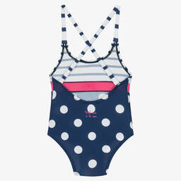 Week-end à la mer-Baby Girls Navy Blue Polka Dot Swimsuit | Childrensalon Outlet