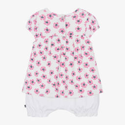Week-end à la mer-Baby Girls Pink Floral Cotton Shortie | Childrensalon Outlet
