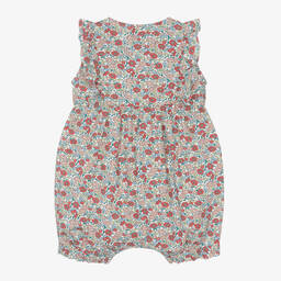 Week-end à la mer-Baby Girls Red Floral Cotton Shortie | Childrensalon Outlet