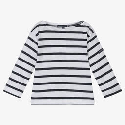Week-end à la mer-Baby Girls White Breton Striped Top | Childrensalon Outlet