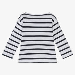 Week-end à la mer-Baby Girls White Breton Striped Top | Childrensalon Outlet