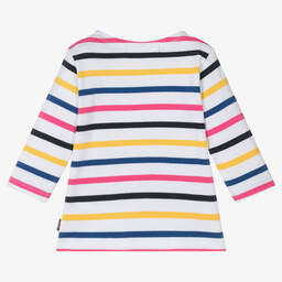 Week-end à la mer-Baby Girls White Colourful Striped Top | Childrensalon Outlet