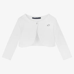 Week-end à la mer-Baby Girls White Cotton Bolero | Childrensalon Outlet