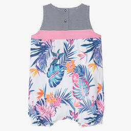 Week-end à la mer-Baby Girls White Floral Cotton Shortie | Childrensalon Outlet