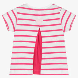 Week-end à la mer-Baby Girls White & Pink Cotton T-Shirt | Childrensalon Outlet