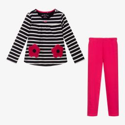 Week-end à la mer-طقم ليغنغز قطن لون كحلي وزهري للبنات | Childrensalon Outlet