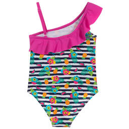 Week-end à la mer-Blue & Pink Ruffled Swimsuit | Childrensalon Outlet