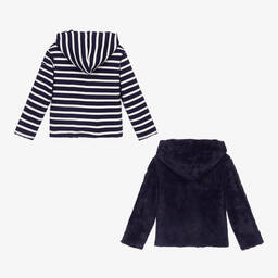 Week-end à la mer-توب بسحّاب بوجهين قطن لون كحلي وأبيض | Childrensalon Outlet