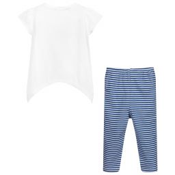 Week-end à la mer-Blue & White Leggings Set | Childrensalon Outlet