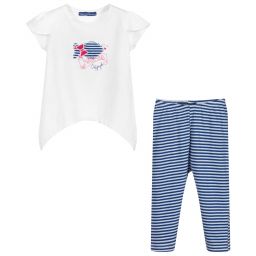 Week-end à la mer-Blue & White Leggings Set | Childrensalon Outlet